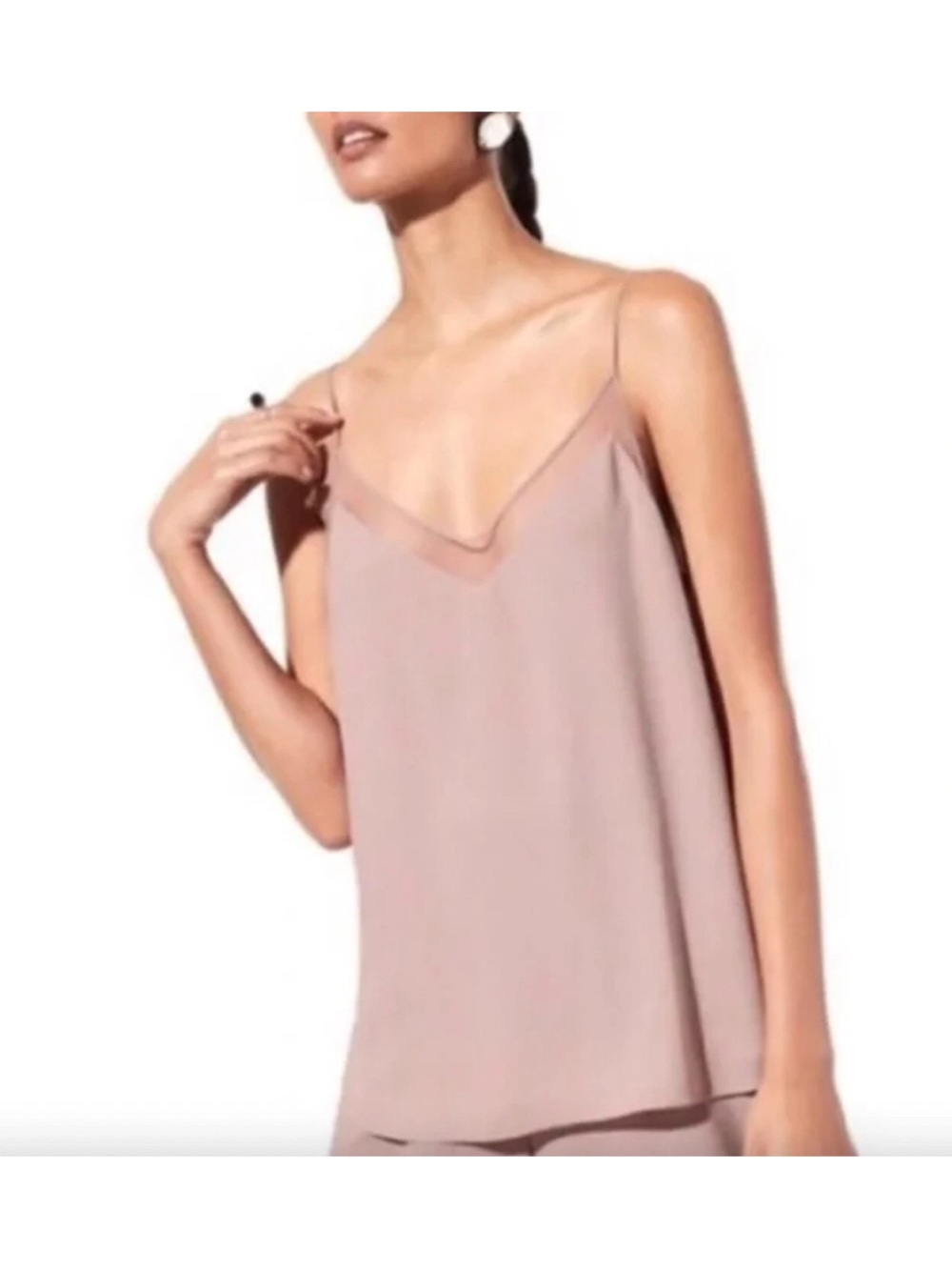 Babaton Galen Mesh Camisole V-Neck Top in Mauve Women’s Size Medium Aritzia
